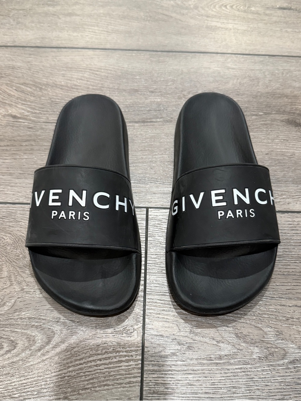 Givenchy Black Slide Sandals with White Logo